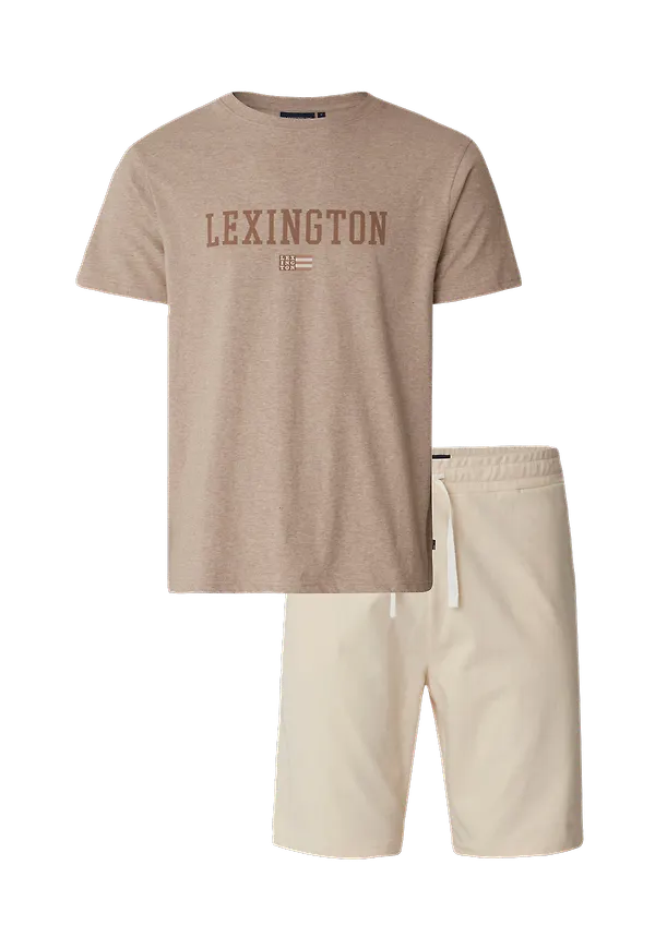 Lexington - Pyjamas Milan Organic Cotton Jersey Pajama Set - Beige - 38/40