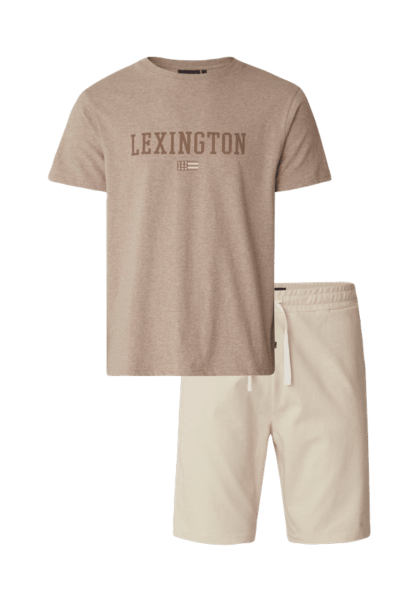 Lexington - Pyjamas Milan Organic Cotton Jersey Pajama Set - Beige - 38/40