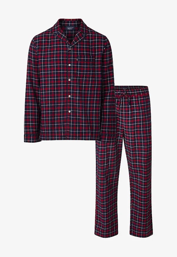 Lexington - Ethan Pyjamas Set i bomullsflanell - Blå
