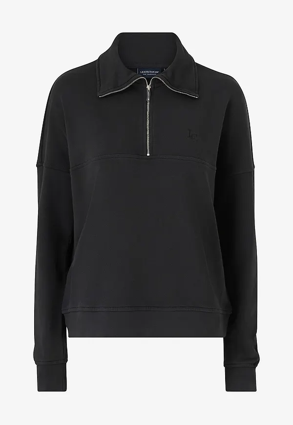 Lexington - Sadie Sweatshirt med halv dragkedja - Svart