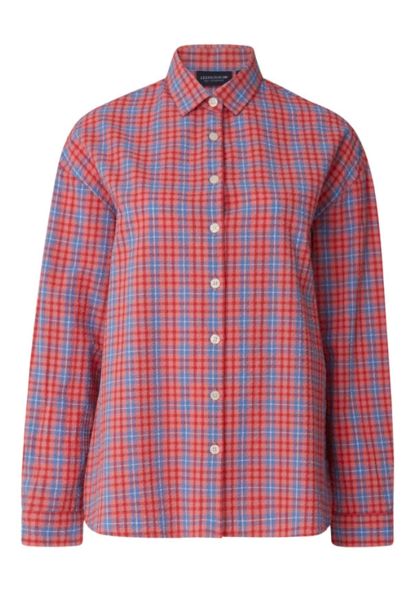 Lexington Edith Organic Cotton Seersucker Shirt Röd, Dam