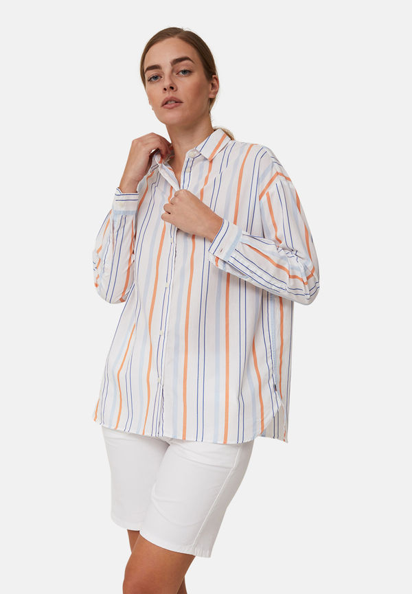 Lexington Edith Striped Poplin Shirt, Casualskjortor i storlek M och färg Orange