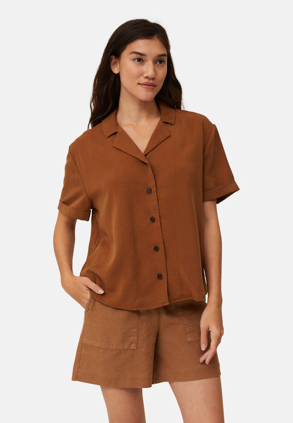 Lexington Eva Short Sleeve Lyocell Shirt, Casualskjortor i storlek XS och färg Brun