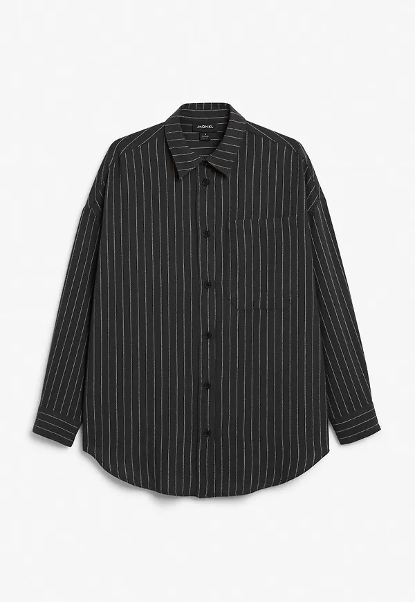 Light-weight loose fit flannel shirt - Black