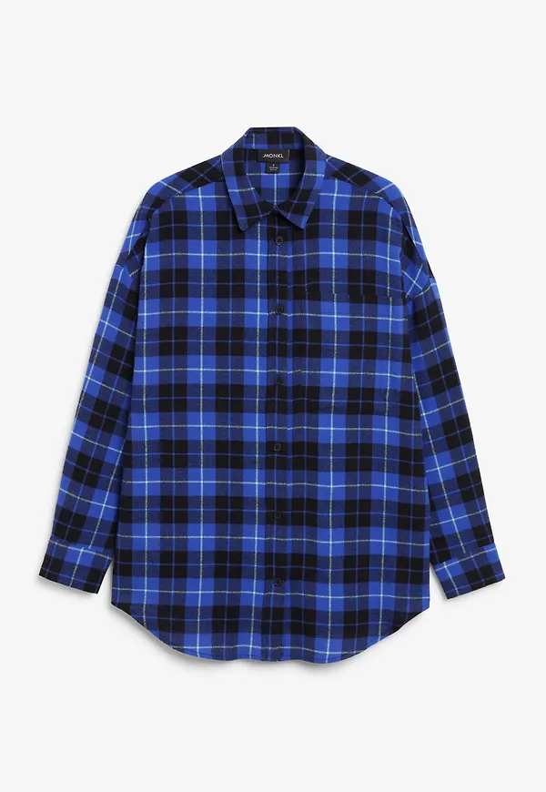 Light-weight loose fit flannel shirt - Blue