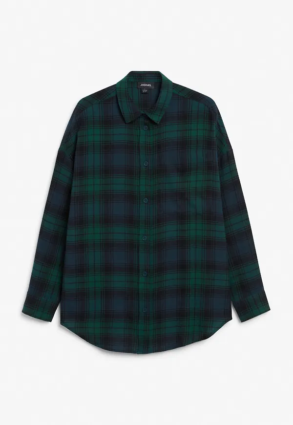 Light-weight loose fit flannel shirt - Blue