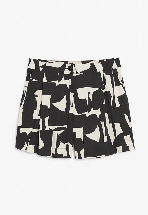 Lightweight high waist shorts - Beige