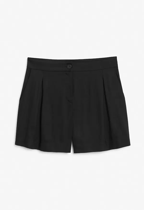 Lightweight high waist shorts - Black