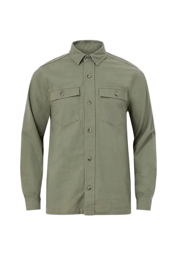 Lindbergh - Overshirt Linen L/S - Grön - S