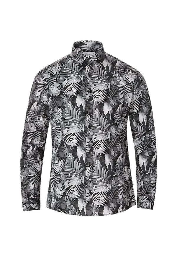 Lindbergh - Skjorta Aop Flower Superflex Shirt L/S - Svart - S
