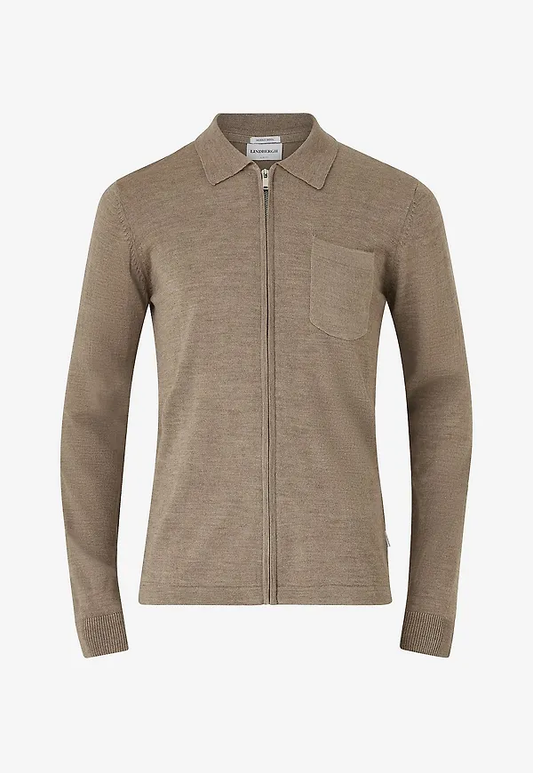 Lindbergh - Cardigan Merino Polo Collar Cardigan - Beige