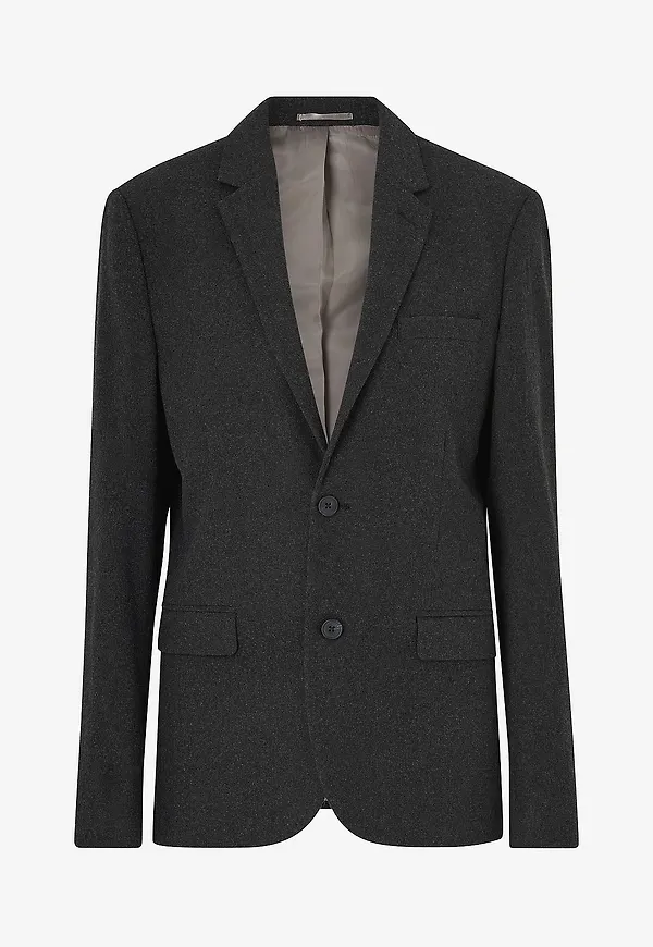 Lindbergh - Kavaj Flannel Wool Blend Blazer - Svart