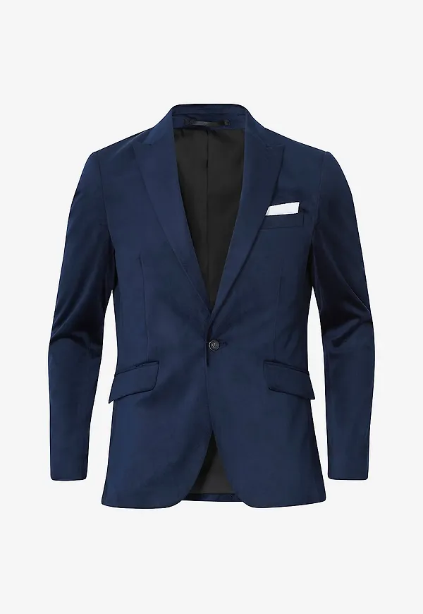 Lindbergh - Kavaj Velvet Blazer - Blå