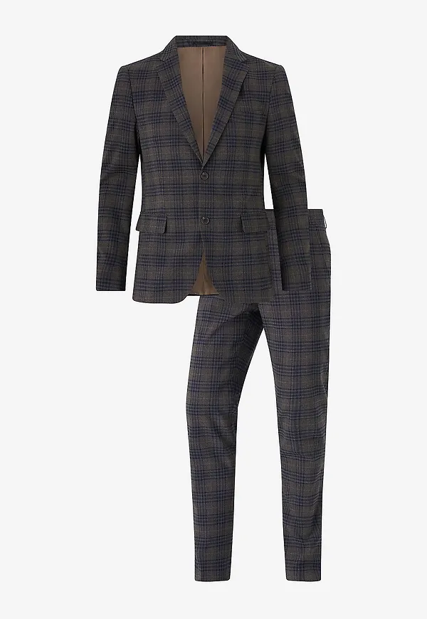 Lindbergh - Kostym Checked Stretch Suit - Brun