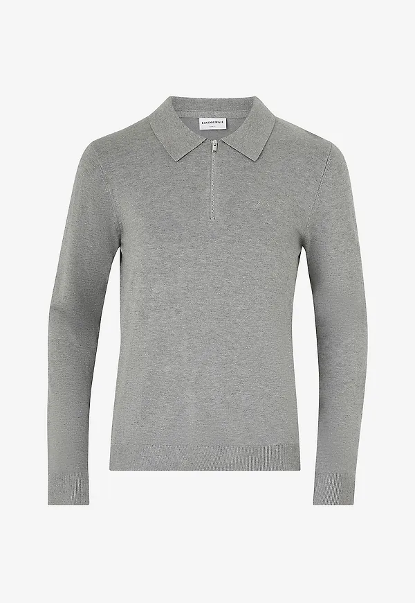 Lindbergh - Tröja Ecovero L Zip Polo - Grå