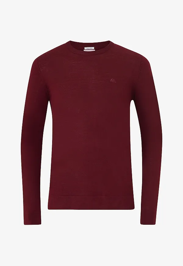 Lindbergh - Tröja Merino Knit O-Neck - Röd