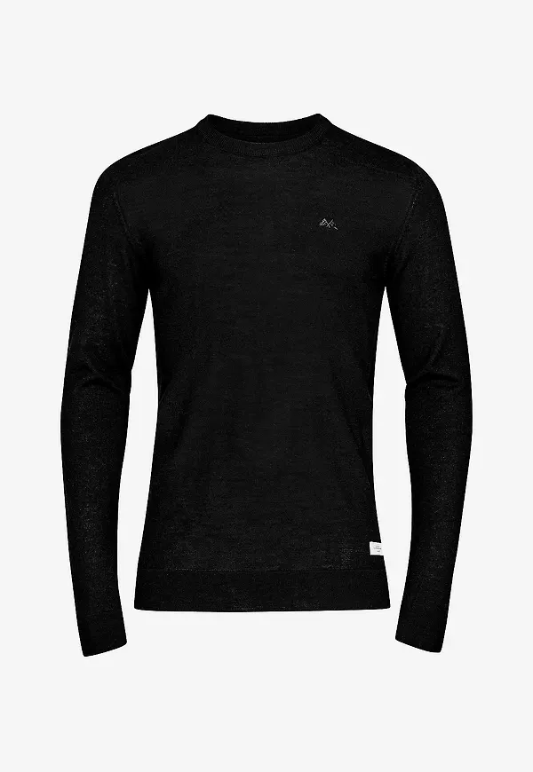 Lindbergh - Tröja Merino Knit O-neck - Svart