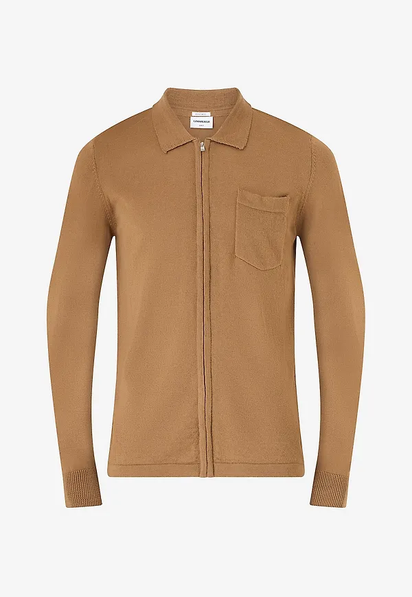 Lindbergh - Cardigan Merino Polo Collar Cardigan - Brun