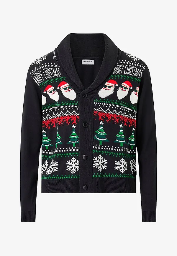 Lindbergh - Cardigan Xmas Shawl Collar - Svart