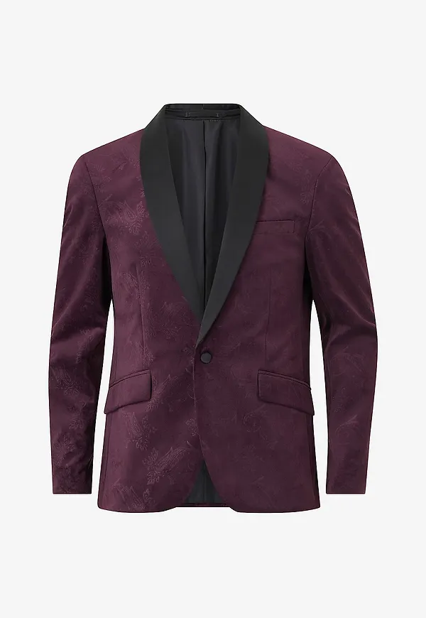 Lindbergh - Kavaj Embossed Velvet Smorking Blaze - Röd