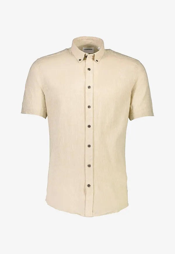 Lindbergh - Linneskjorta Linen Cotton Shirt S/S - Grå