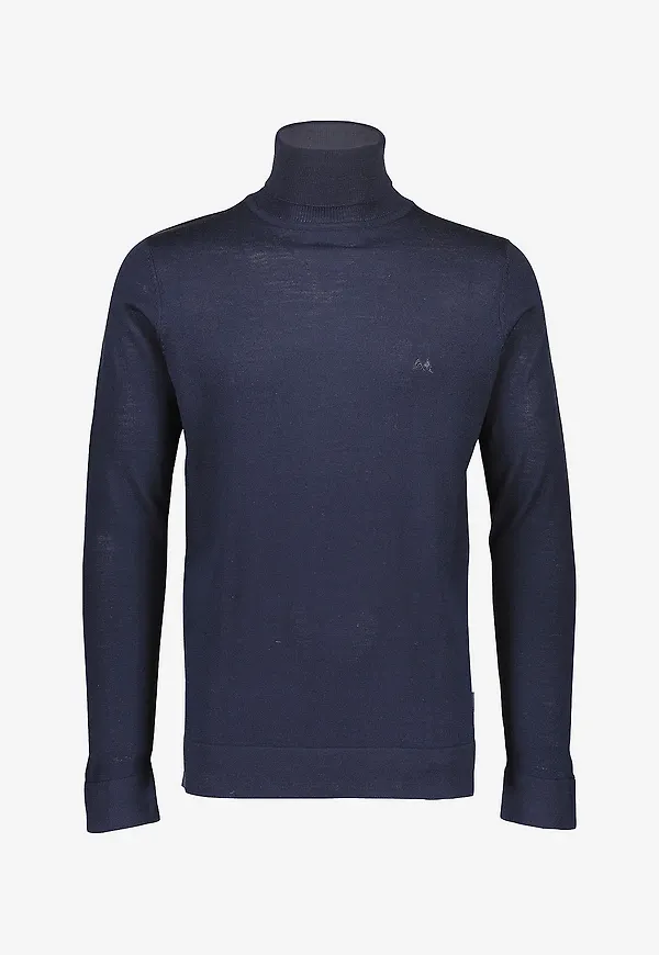 Lindbergh - Polotröja Merino Knit Roll-neck - Blå