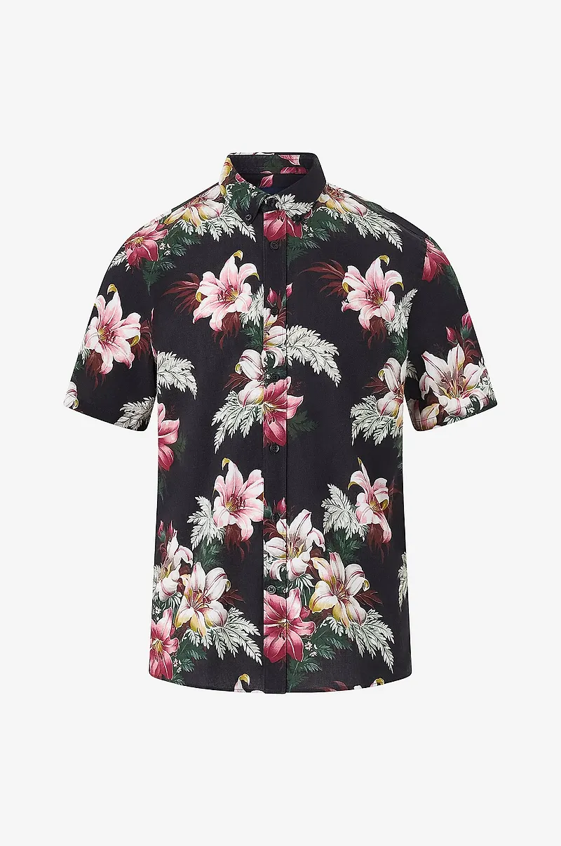 Lindbergh - Skjorta Linen Blend Shirt S/S - Svart