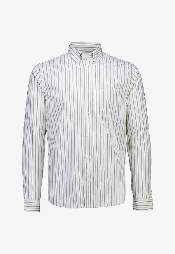 Lindbergh - Skjorta Striped cotton shirt L/S - Grå