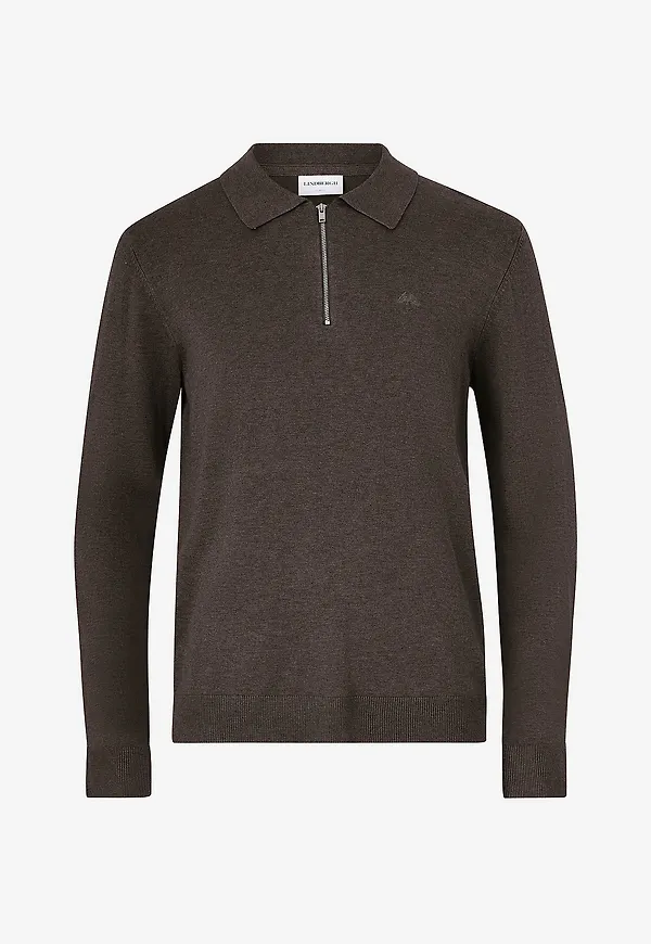 Lindbergh - Tröja Ecovero L Zip Polo - Brun