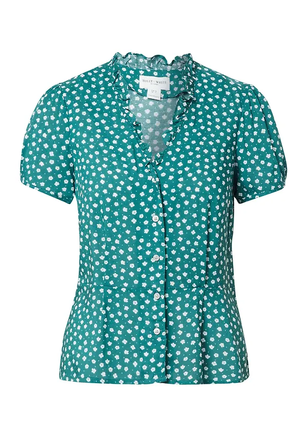 Lindex Blus 'Betty' grön / vit