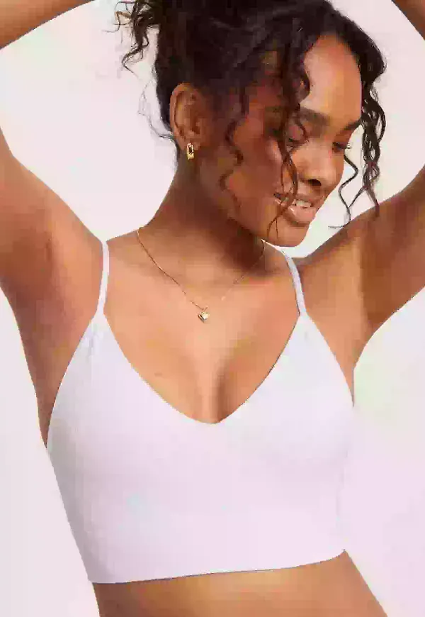 Lindex Bra Seamless Rib top Mjuk BH utan bygel White