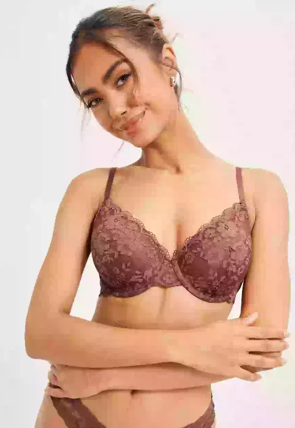 Lindex Lilja Lace Bra BH med bygel Dusty Brown