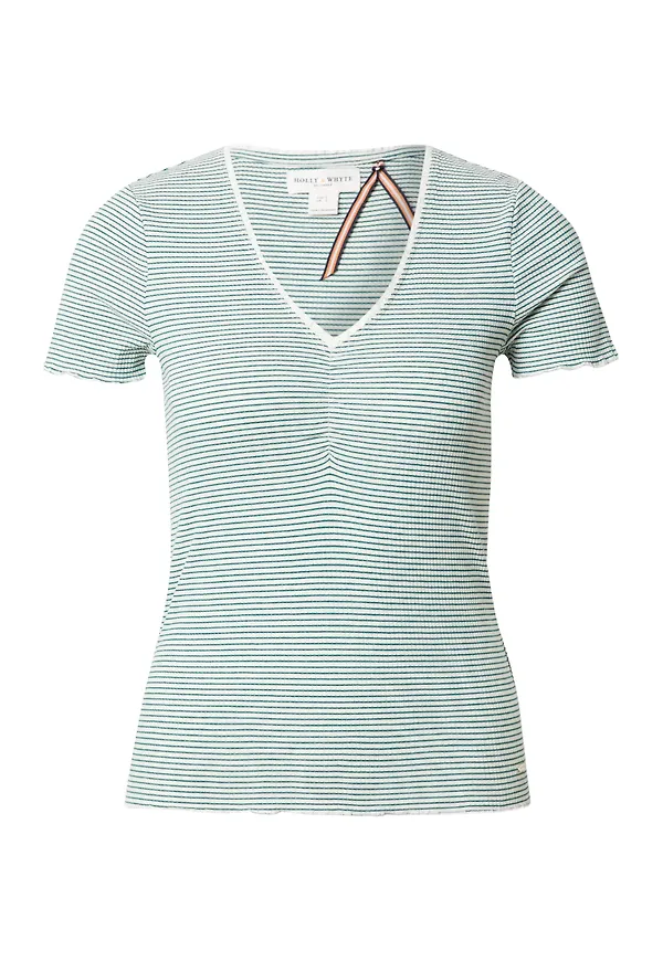 Lindex T-shirt 'Vanessa' smaragd / naturvit