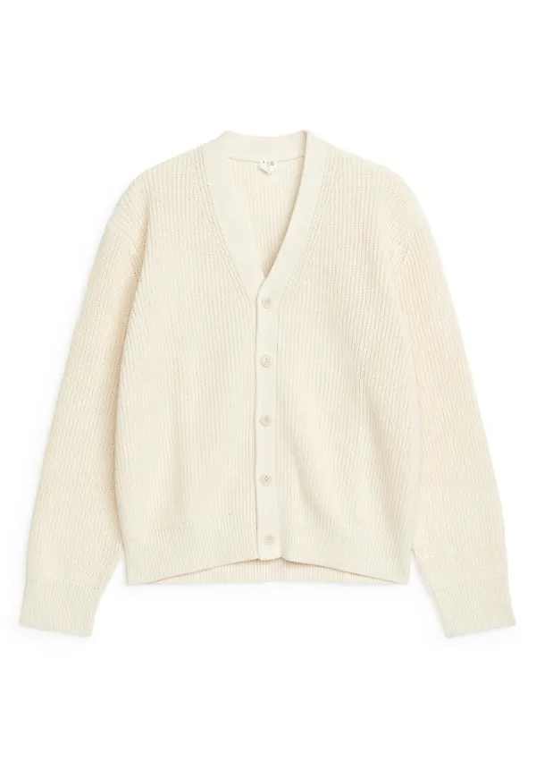Linen Blend Cardigan - White