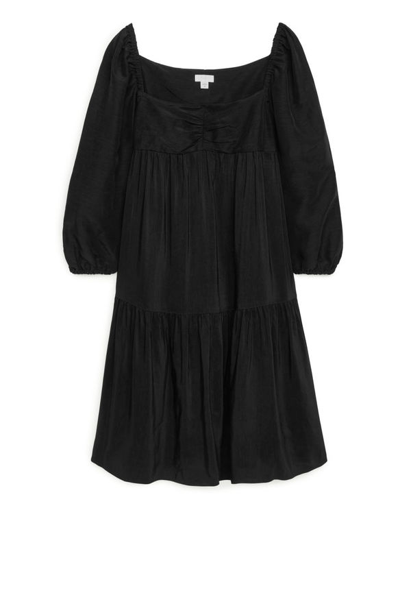 Linen Blend Dress - Black