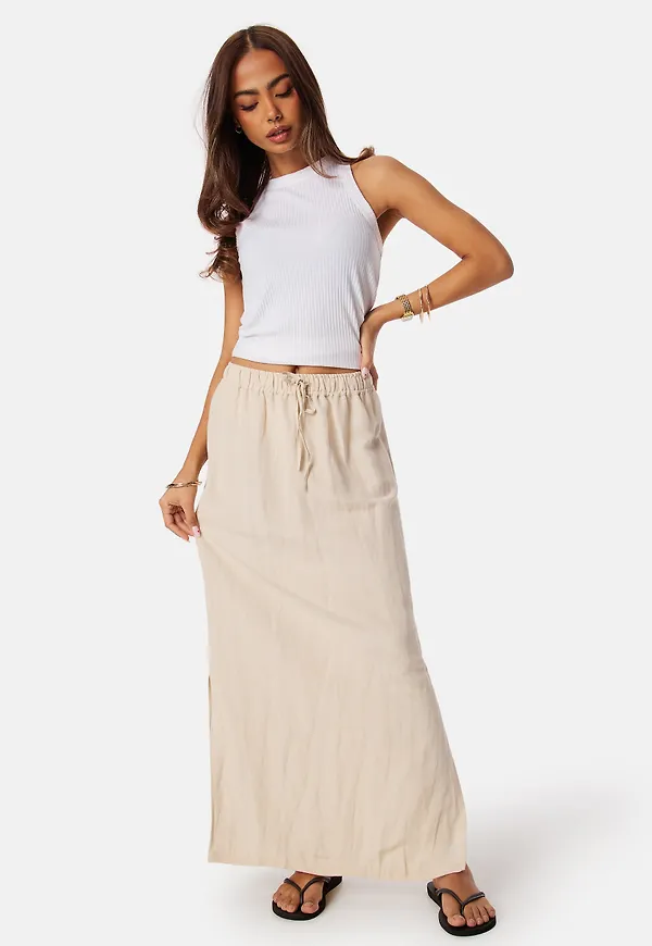 Linen Blend Maxi Skirt