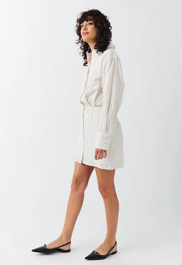 Linen blend shirt dress