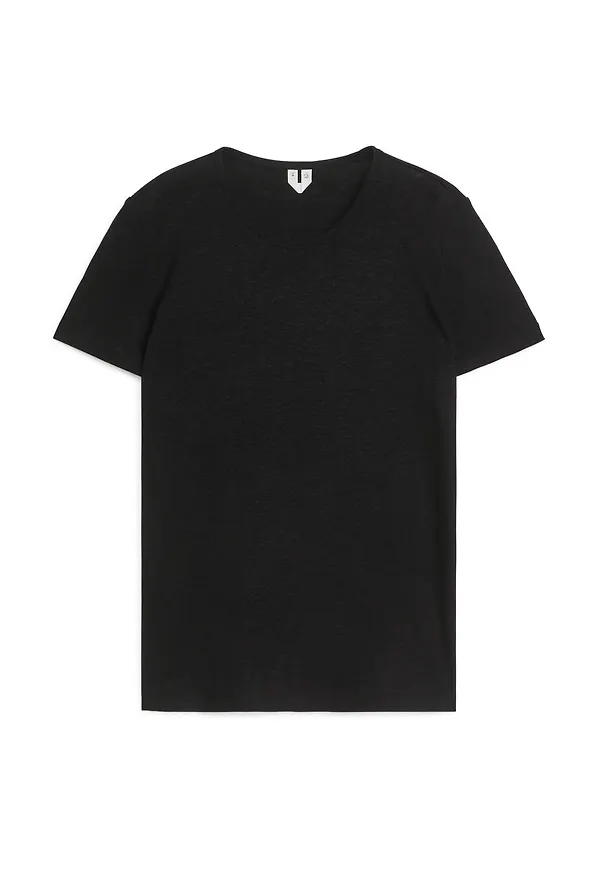 Linen-Blend T-Shirt - Black