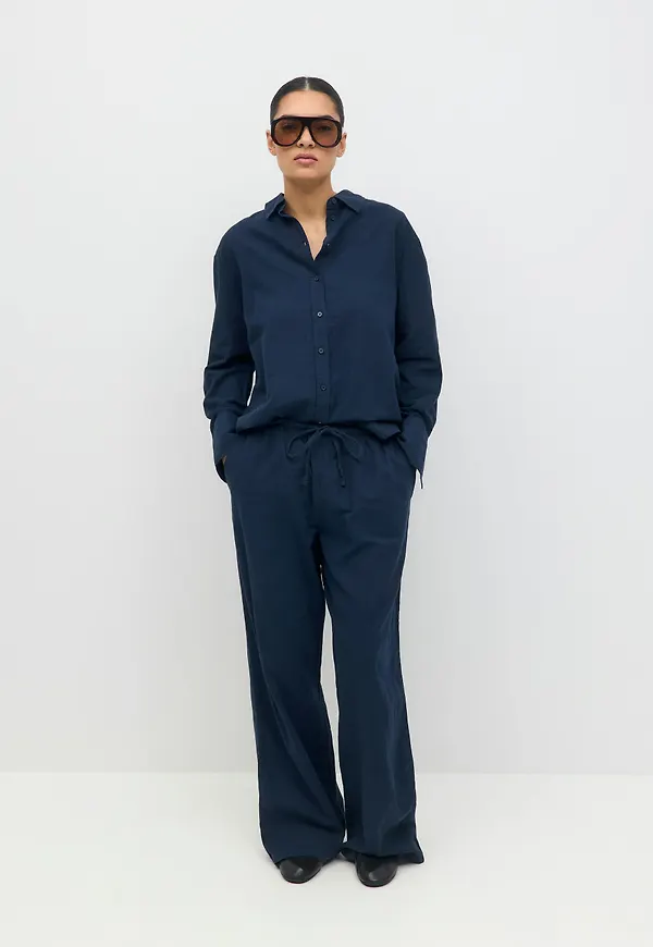 Linen blend trousers