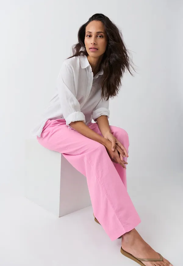 Linen blend trousers