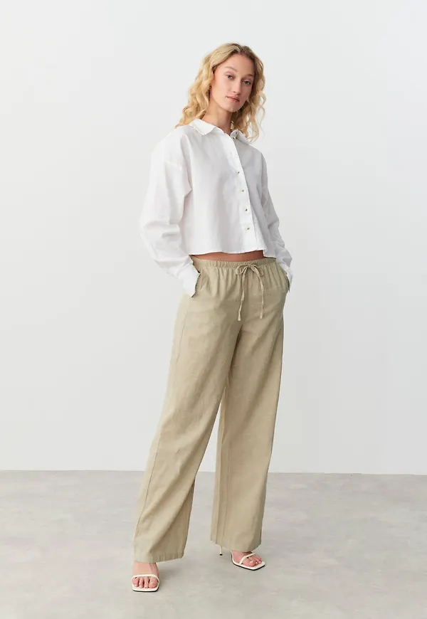 Linen blend trousers