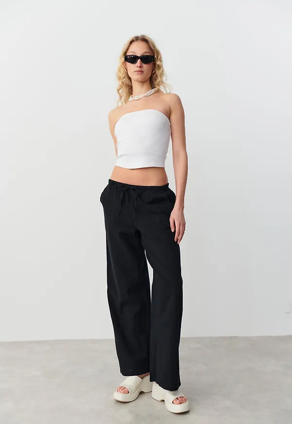 Linen blend trousers