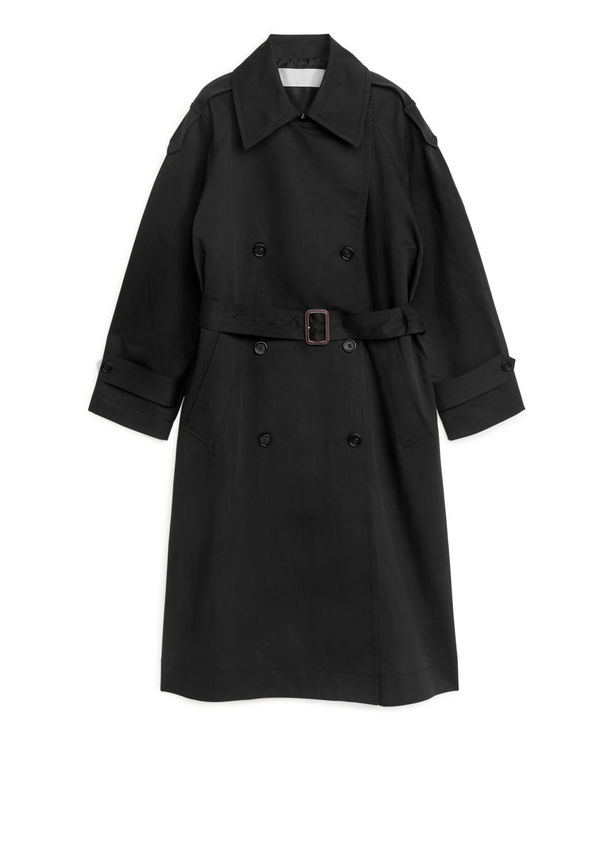 Linen Cotton Trenchcoat - Black