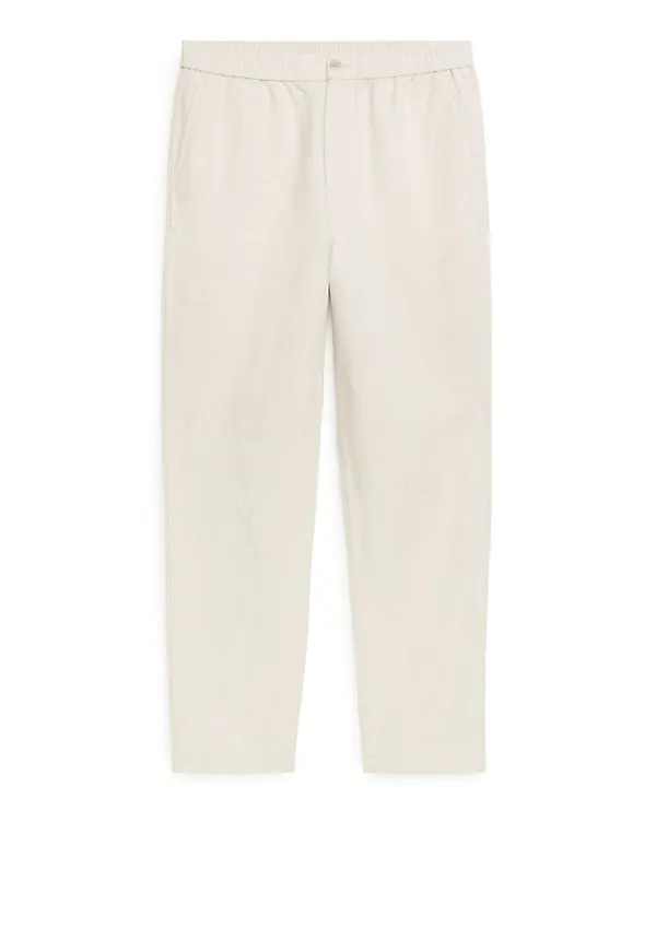 Linen Drawstring Trousers - Beige