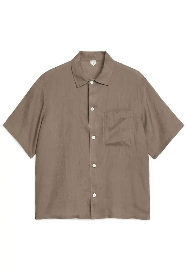 Linen Resort Shirt - Brown