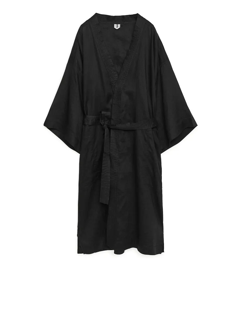 Linen Robe - Black