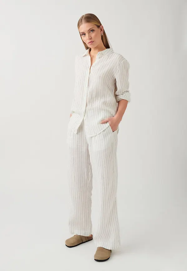 Gina Tricot - linen trousers - Linnebyxor - Vit - XS - Dam