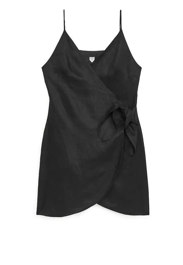 Linen Wrap Dress - Black