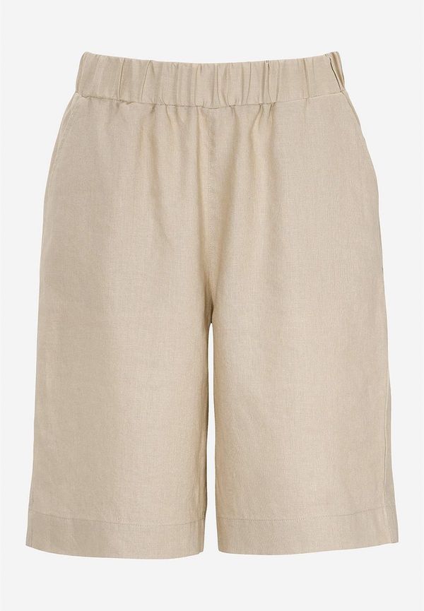 Linneshorts med resår i midjan Lo