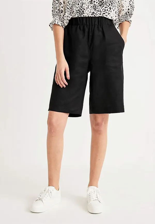 Linneshorts Premium med resår i midjan